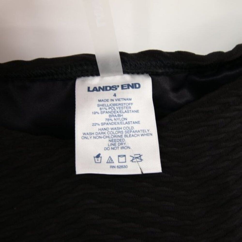 Lands End Tankini Top Size 4 Black Textured Sleeveless with Built-in Bra - Picture 6 of 7